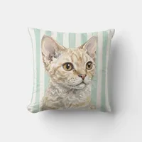 Watercolor Devon Rex Cat Pillow
