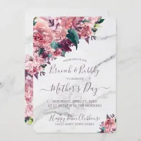 Vintage Pink Floral Marble Mothers Day Brunch Invitation