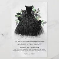 Budget Black Silver Dress Quinceañera Invitation