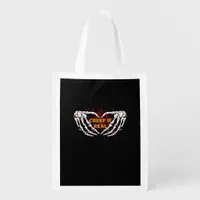 Creep It Real Skeleton Heart Hands Design Grocery Bag