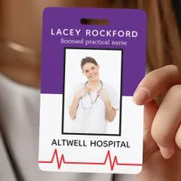 Licensed Practical Nurse LPN Purple Medical Photo Badge