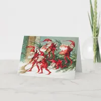 Vintage Elves Christmas Holiday Card