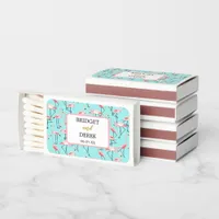 Beach Wedding Pink Blue Flamingo Matchboxes