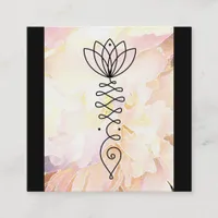 *~* Lotus Heart Peony Flower Floral Reiki Yoga Square Business Card