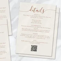 Cream Bohemian Script Simple Wedding Details Enclosure Card