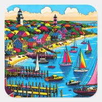 Martha's Vineyard | Colorful Abstract Art Square Sticker