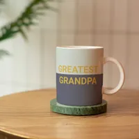 Greatest Grandpa Blue Gold Editable Coffee Mug