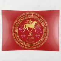 Chinese Zodiac Horse Red/Gold ID542 Trinket Tray