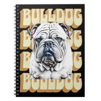 English Bulldog with Retro Font Notebook