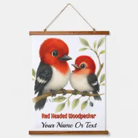 Feisty Red-headed Woodpecker Hanging Tapestry