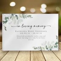 Eucalyptus Watercolor Memorial Funeral Guest Book