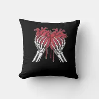 Funny Valentine Skeleton Heart Hands Classic Style Throw Pillow