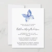 BUDGET Butterfly Celebration of Life Invitation