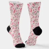 Feminine Valentine Pink Roses Floral Socks