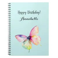 Delicate Pink Butterfly in Pastel Rainbow Colors Notebook