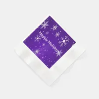 White Snowflakes Blue Bkgrd Cocktail Paper Napkins