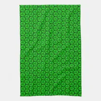 Green Boxes Geometric Hexagon Pattern Tea Towel