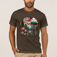 Pop Art Mushrooms and Disc Golf Course Ai Art T-Shirt