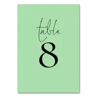 Simple Typography Celadon Green Script Wedding Table Number