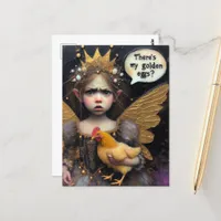 Annoyed Fairy With an Hen Postcard