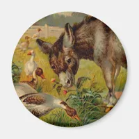 Vintage Burro With Geese Magnet
