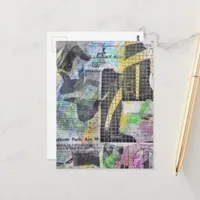 Retro Woodworking People mixed media collage  Postcard