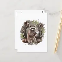 Raccoon with a Coffee Postcard