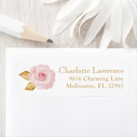 Blush Pink Floral Address Label - Elegant Wedding 