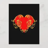 Bold Romantic Valentine Red Goth Heart    Postcard