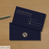 Simple Professional Navy Blue and Gold Business Card