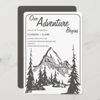 Our Adventure Begins Mountain Minimalist Wedding Invitation