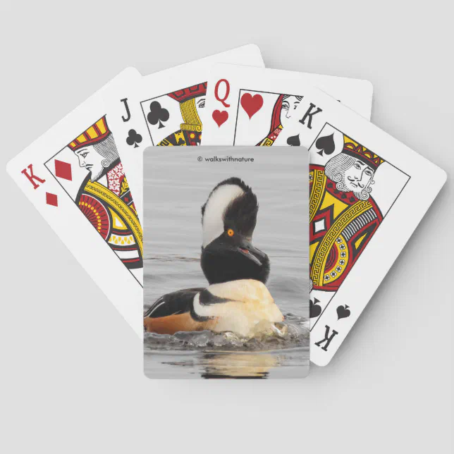 Funny Surprised Hooded Merganser Waterfowl Duck Poker Cards