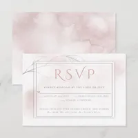 Rose Watercolor Wash Gray Willow Branch RSVP Card