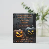 Festive Halloween Pumpkins and Floral Pattern Postcard