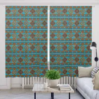 Southwest Mountain Peaks Design Turquoise 50x84in Blackout Curtains