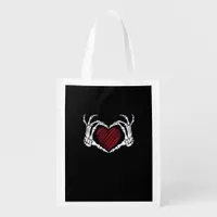 Skeleton Hand Heart Sign Costume Trending Hallowee Grocery Bag