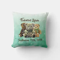 Personalized Teddy Bear Baby Boy Nursery Throw Pillow