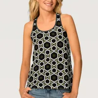 Funky Hexagon Black+White+Gold pattern fashion Tank Top