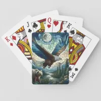 Mosaic Bear and Eagle in the Mountains Ai Art Poker Cards