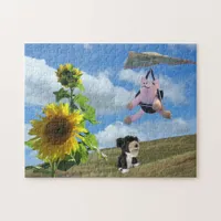 Puzzle - Flying Pig and Dog on Hill