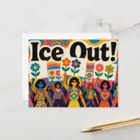 Ice Colorful Hippie People Out Protest Postcard