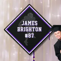 Purple Football Themed Graduation Cap Topper