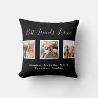 Best friends forever BFF custom photo names black Throw Pillow