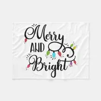 merry and bright holiday lights fleece blanket