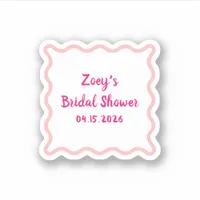 Hand Drawn Pink Wavy Border Bridal Shower Cute  Sticker