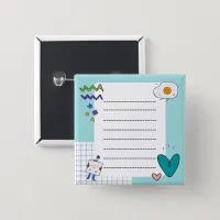 Square Cute Doodle Cartoon Memo Notes Button