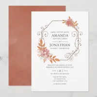 Watercolor Geometric Terracotta Wedding Invitation