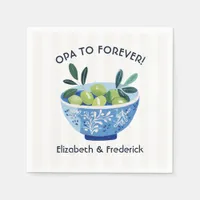 Opa to Forever Greek Olive Bowl Wedding Napkins