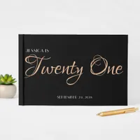 Elegant Black and Gold 21st Birthday Guest Book