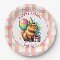 Capybara themed Girl's Birthday Party Paper Plates
